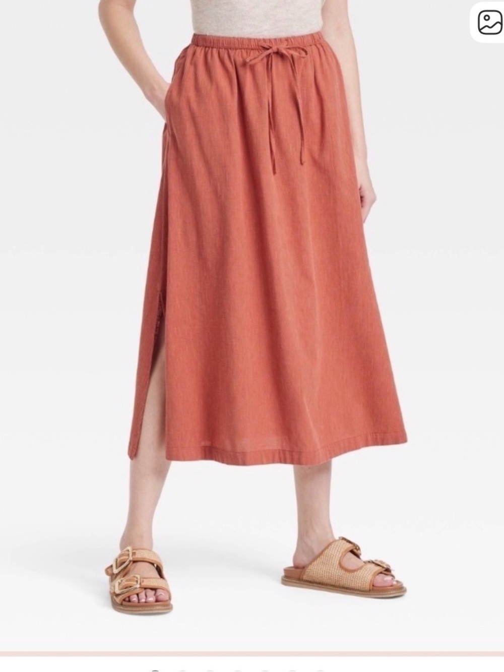 Universal Thread Terracotta Drawstring Midi Skirt